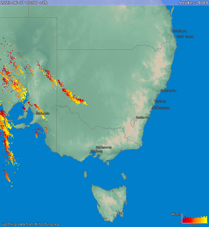 Blitzkarte New South Wales 07.06.2023 (Animation)