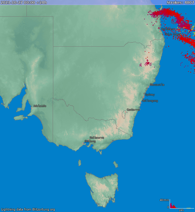 Mapa wyładowań New South Wales 2023-10-28