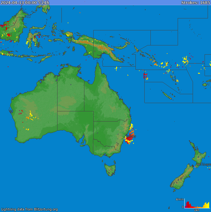 Carte de la foudre Oceania 14/04/2024