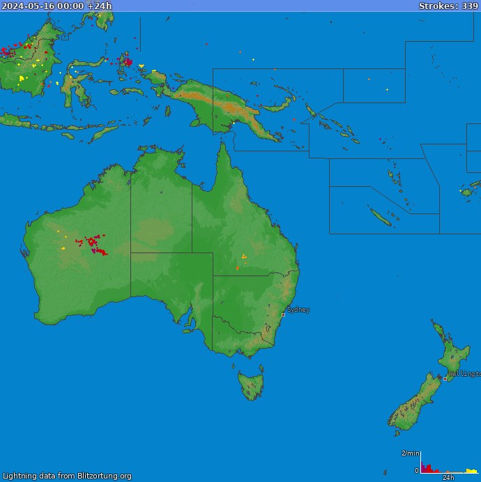 Mapa wyładowań Oceania 2024-05-17