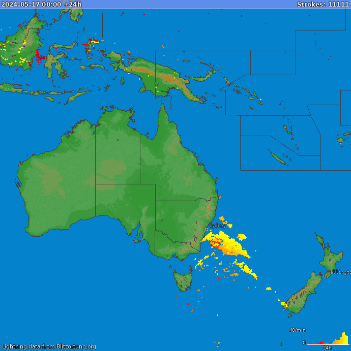 Mapa blesků Oceania 18.05.2024
