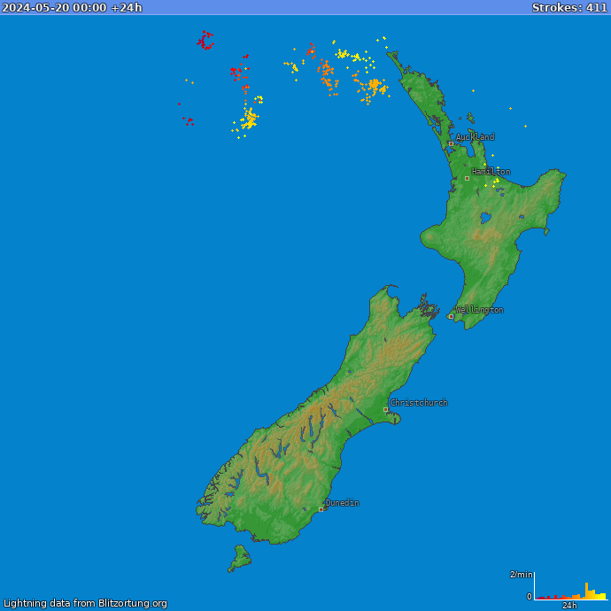 Lightning map New Zealand 2024-05-21