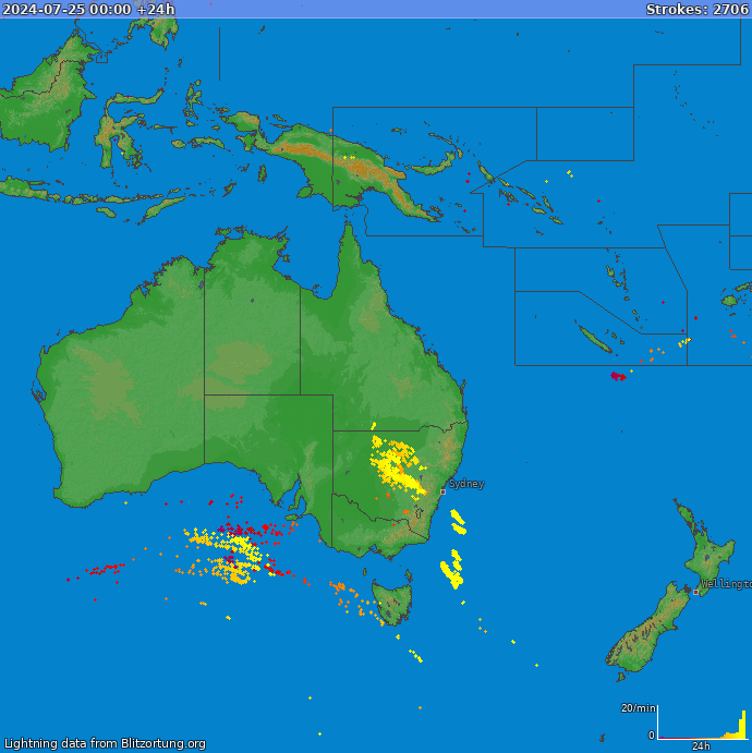 Lightning map Oceania 2024-07-26