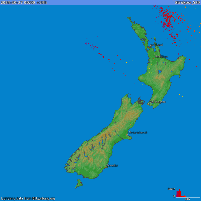Карта блискавок Нова Зеландія 28.10.2024