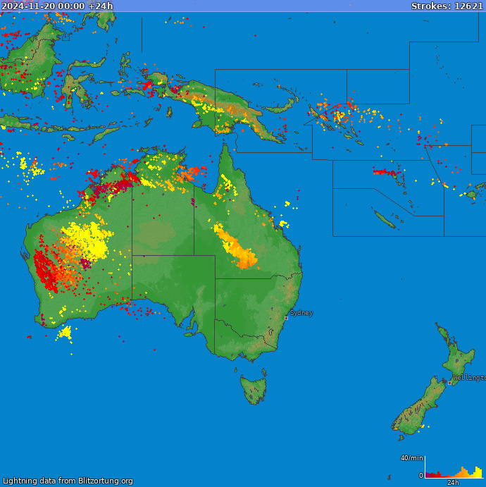 Lightning map Oceania 2024-11-21