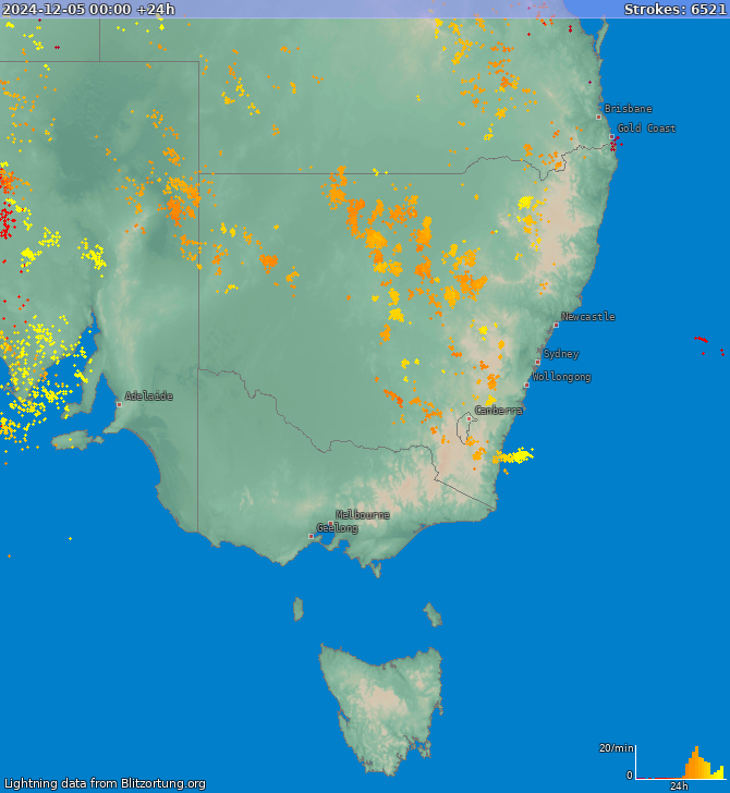 Zibens karte New South Wales 2024.12.06