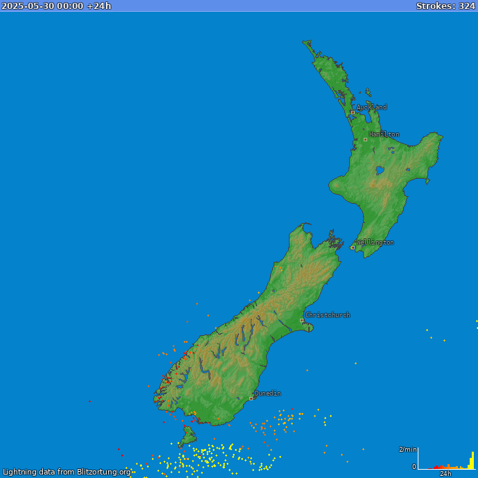 Lightning map New Zealand 2025-05-31