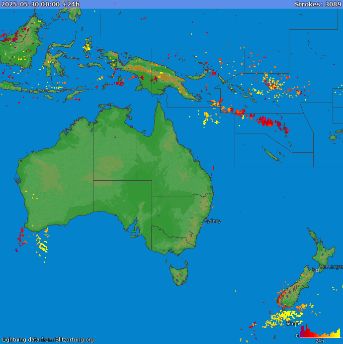 Lightning map Oceania 2025-05-31