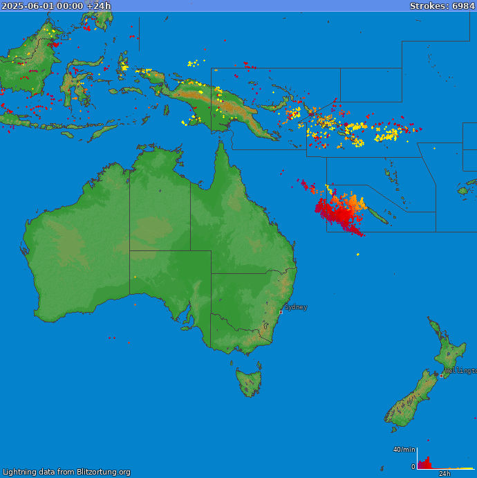 Lightning map Oceania 2025-06-02