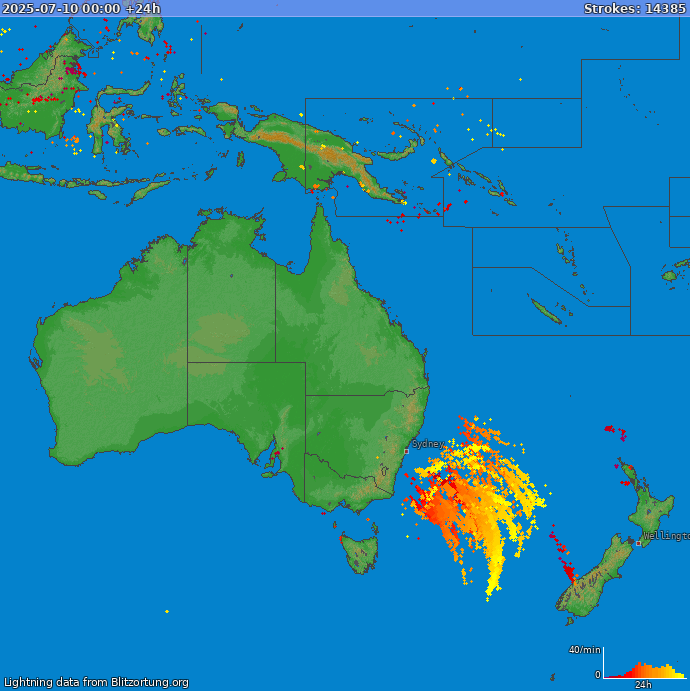 Lightning map Oceania 2025-07-11