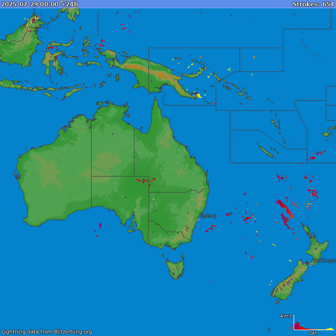 Lightning map Oceania 2025-07-30
