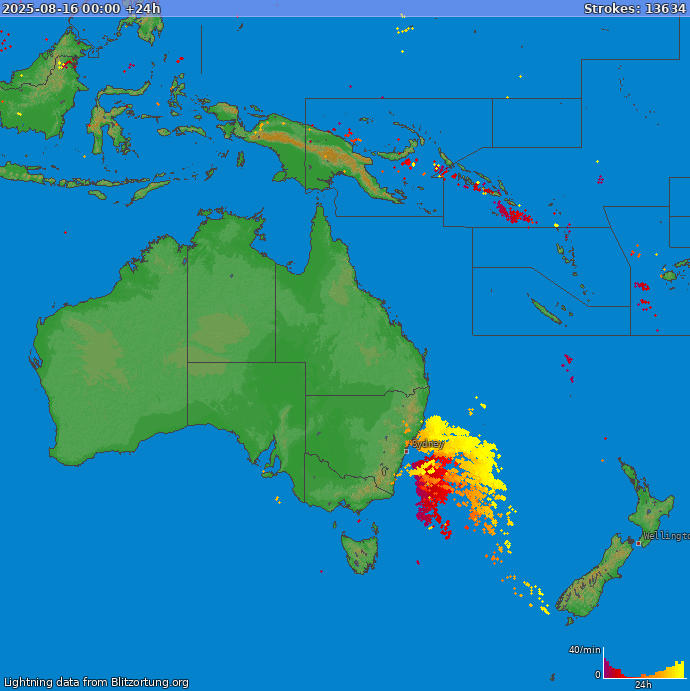 Mapa blesků Oceania 17.08.2025