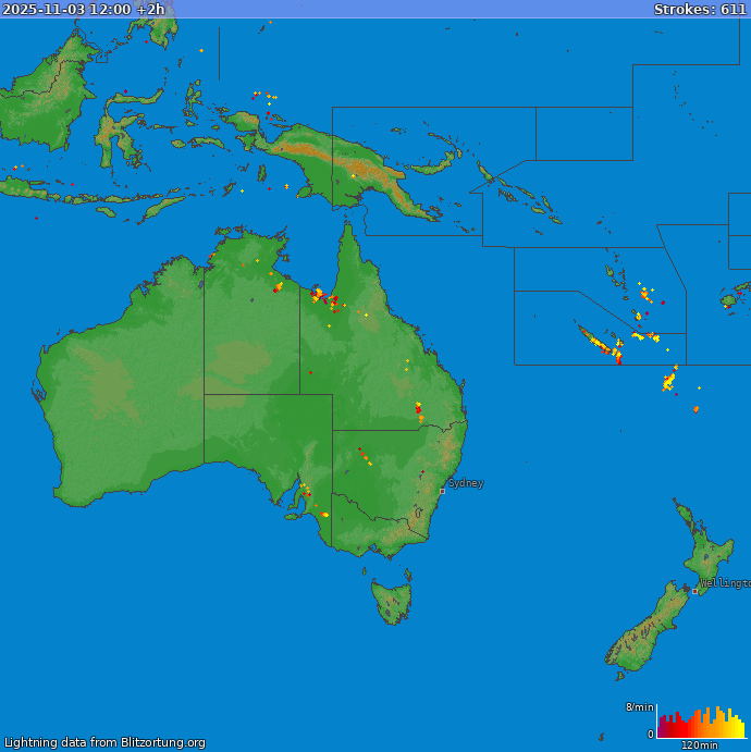 Lightning map Oceania 2025-11-03 (Animation)