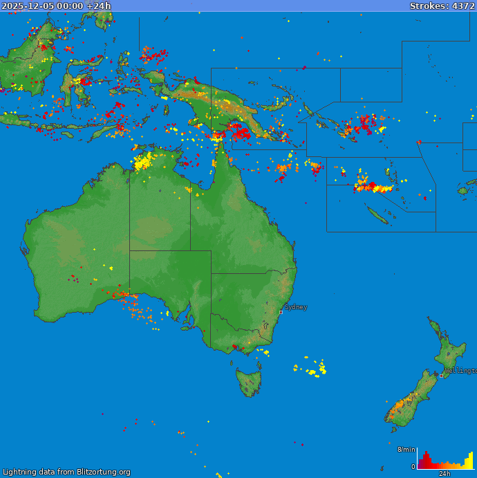 Lightning map Oceania 2025-12-06