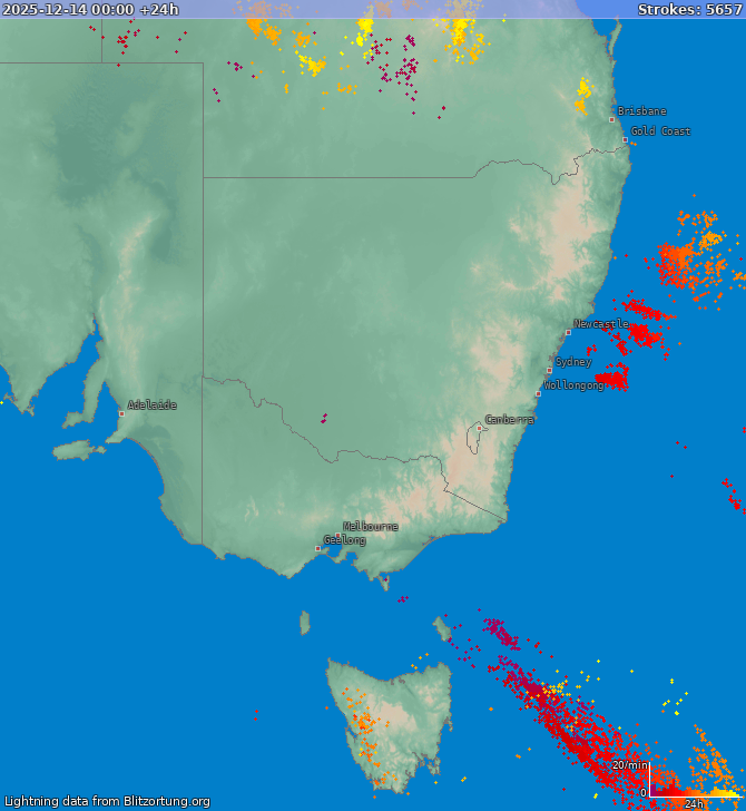 Zibens karte New South Wales 2025.12.15