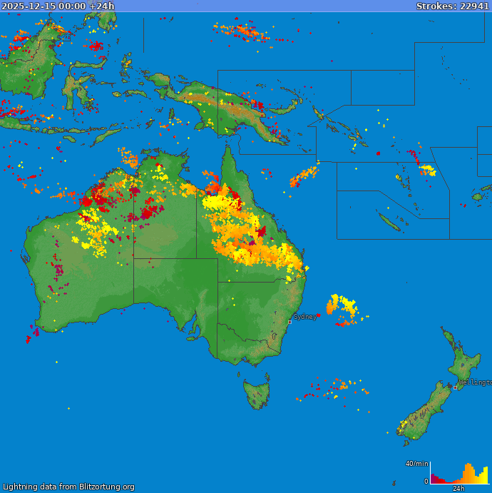 Lightning map Oceania 2025-12-16