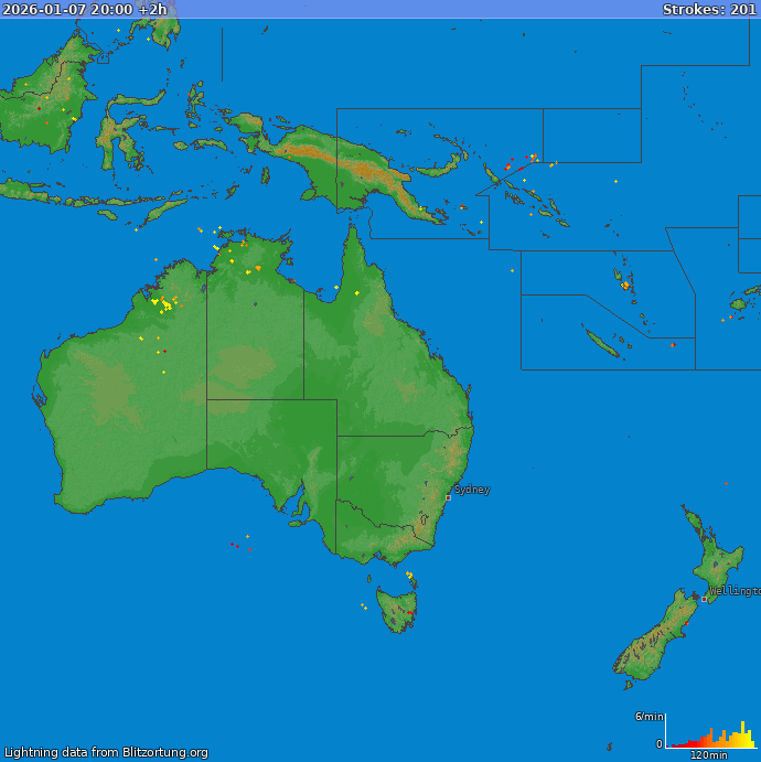 Lightning map Oceania 2026-01-07 (Animation)
