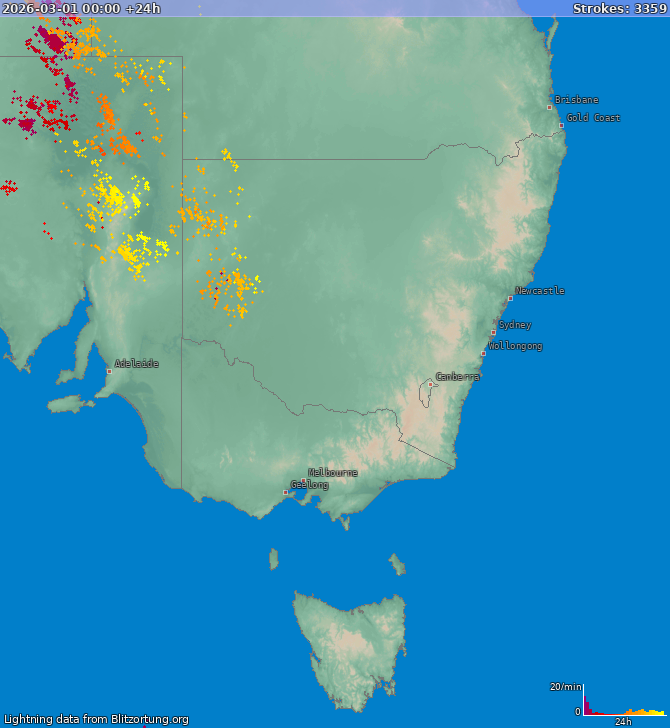 Lightning map New South Wales 2026-03-02