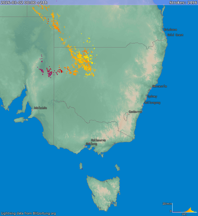 Lightning map New South Wales 2026-03-03