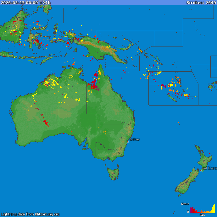 Lightning map Oceania 2026-03-16