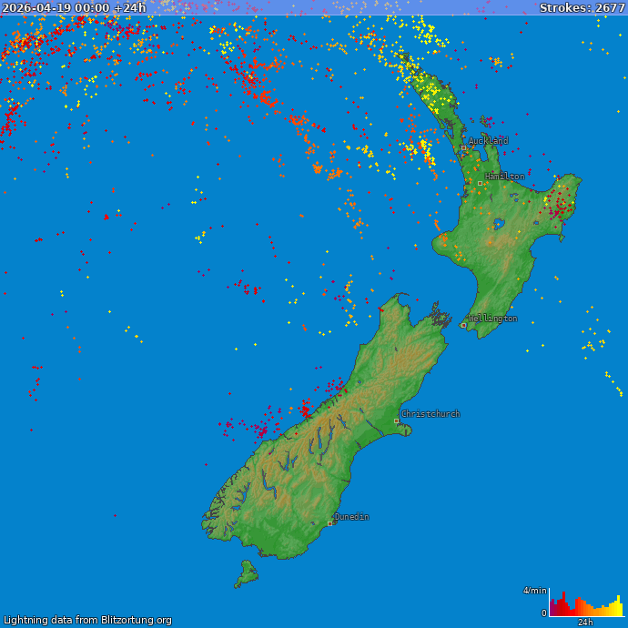 Zibens karte Jaunzēlande 2026.04.20