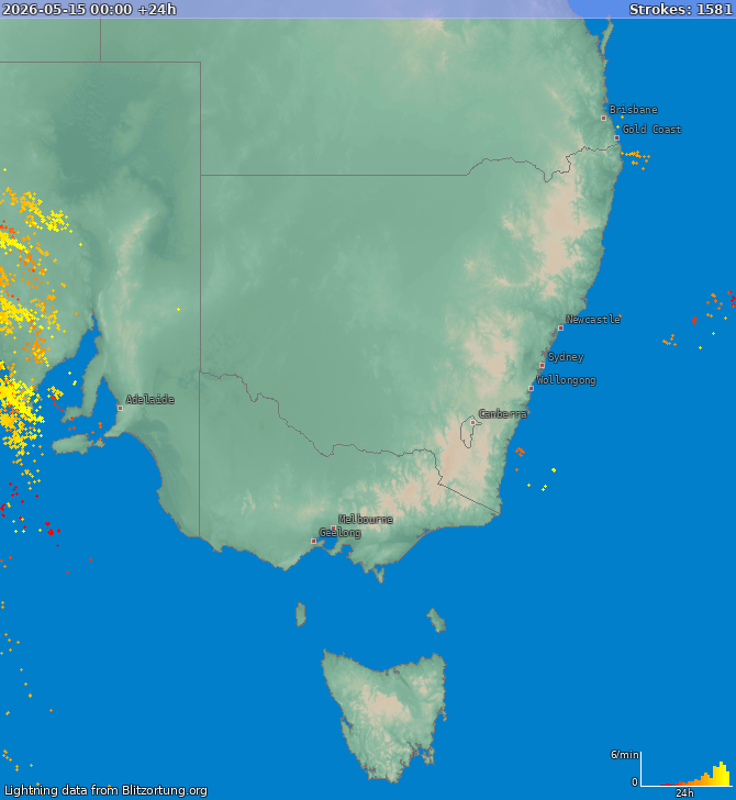 Lightning map New South Wales 2026-05-16