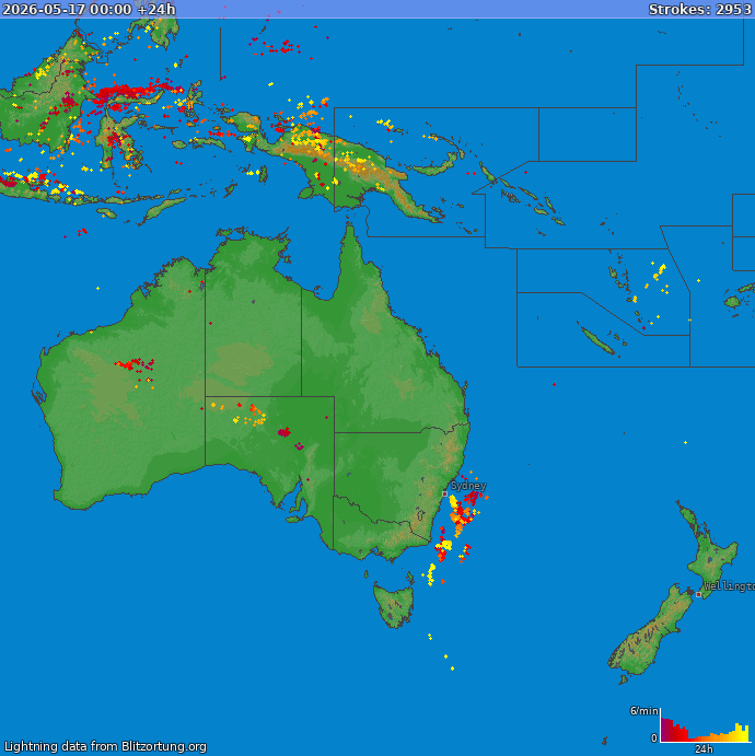 Mappa dei fulmini Oceania 18.05.2026