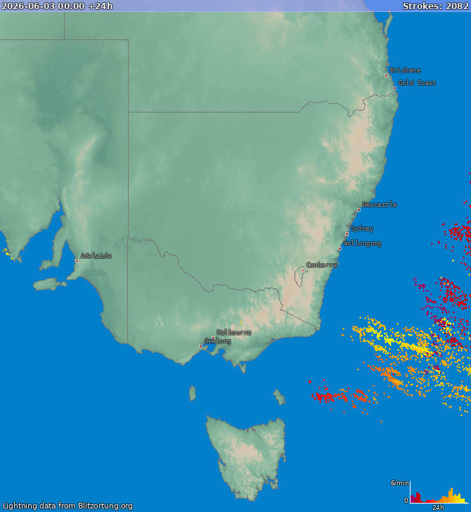 Lightning map New South Wales 2026-06-04