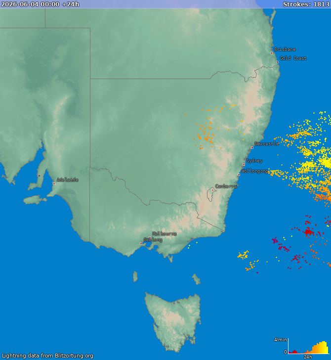 Lightning map New South Wales 2026-06-05