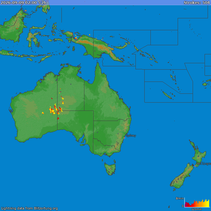 Lightning map Oceania 2026-09-09 (Animation)