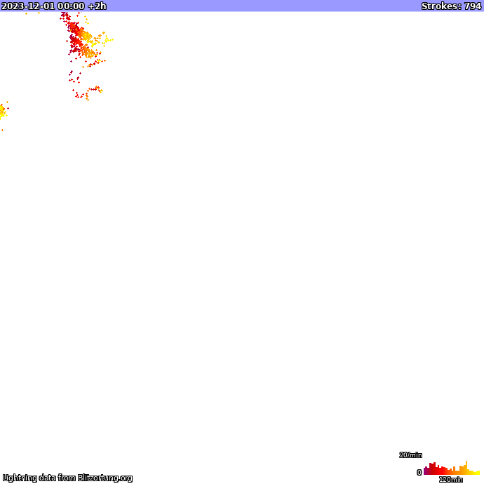 Lightning map New Zealand 2023-12-01 (Animation)