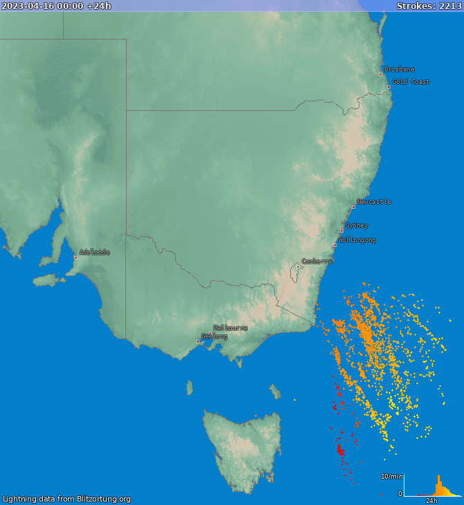 Карта блискавок New South Wales 17.04.2023