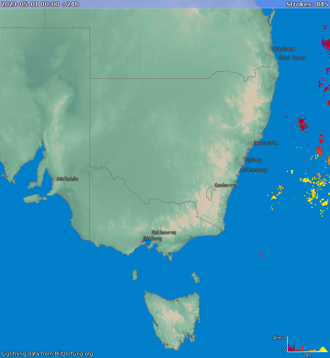 Карта блискавок New South Wales 02.05.2023