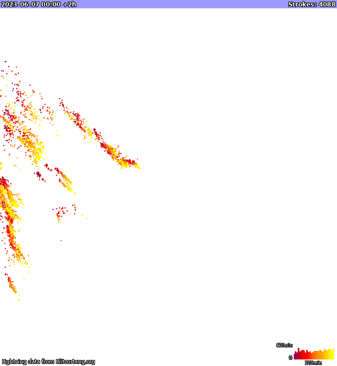 Carte de la foudre New South Wales 07/06/2023 (Animation)