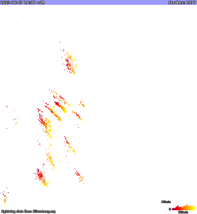 Карта блискавок New South Wales 07.06.2023 (Анімація)