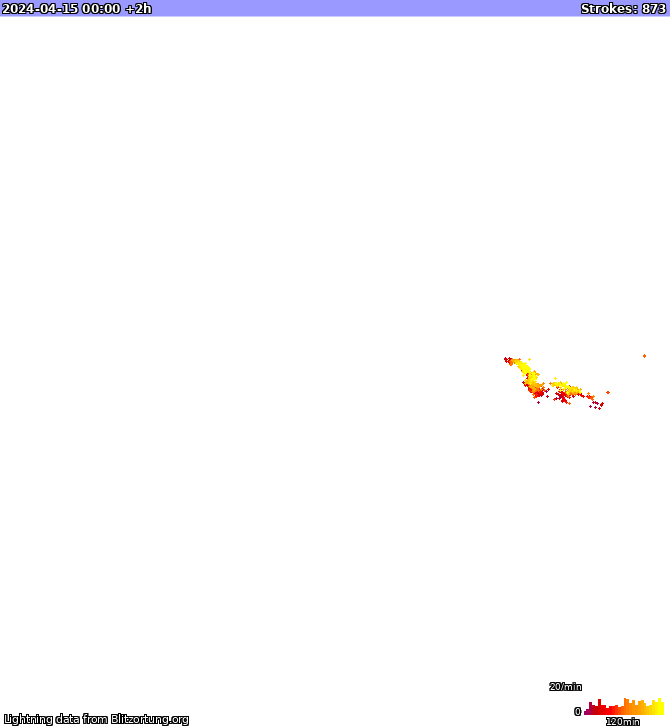 Mappa dei fulmini New South Wales 15.04.2024 (Animazione)