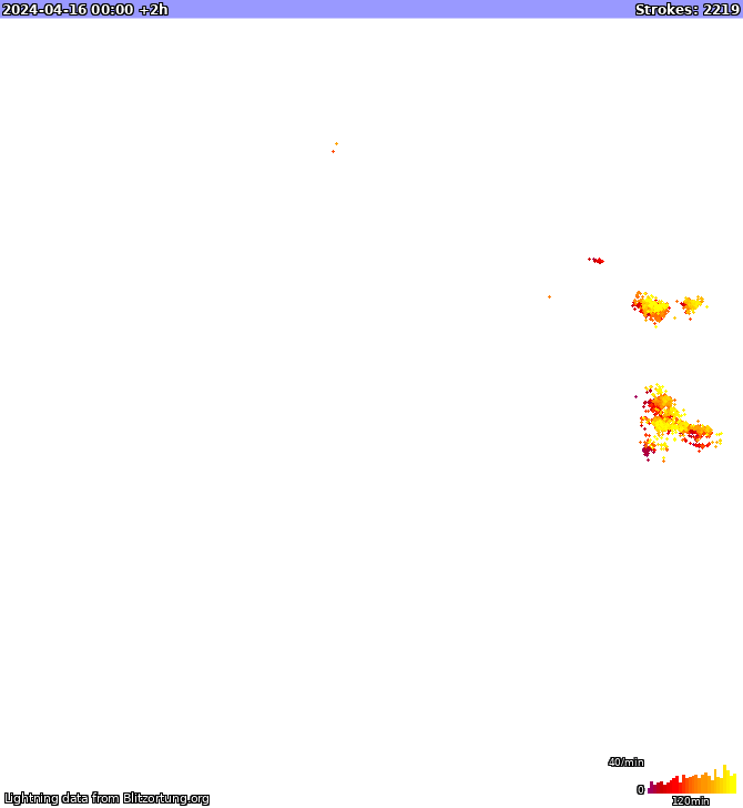 Mapa blesků New South Wales 16.04.2024 (Animace)