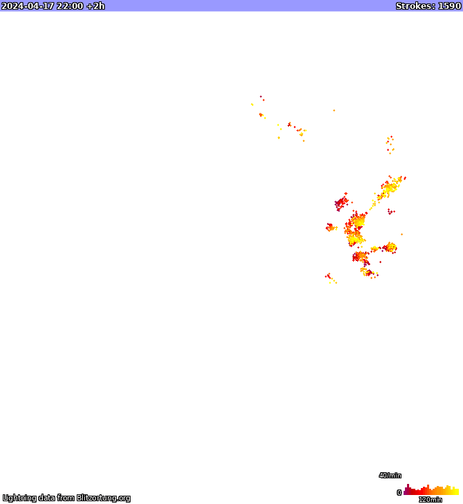 Карта блискавок New South Wales 18.04.2024 (Анімація)