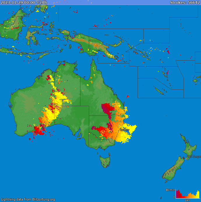 Lightning map Oceania 2023-11-30